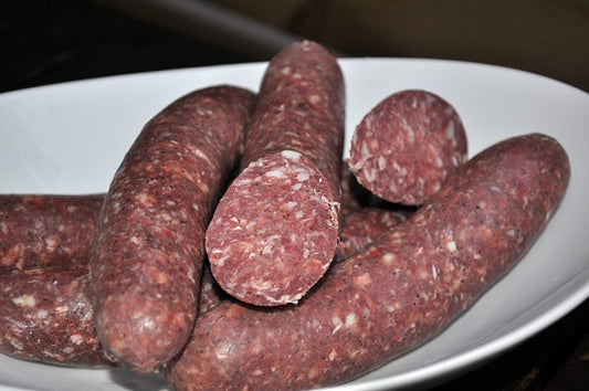 elk sausage in serving bowl